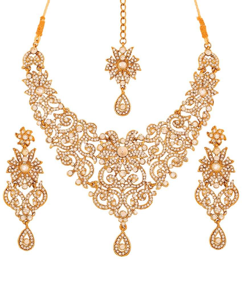 Touchstone Exquisite Gold Plated Necklace Set with Maang Tika Buy