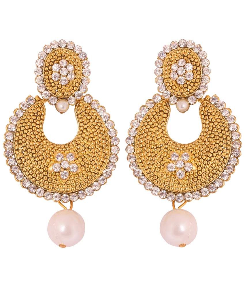 Gold plated hanging earrings clearance