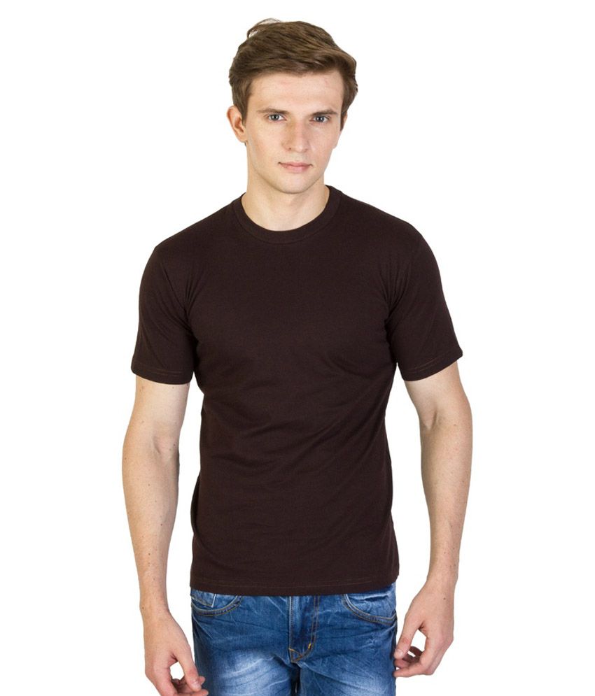 Value Shop India Brown Cotton Round Neck T-Shirt - Buy Value Shop India Brown Cotton Round Neck 