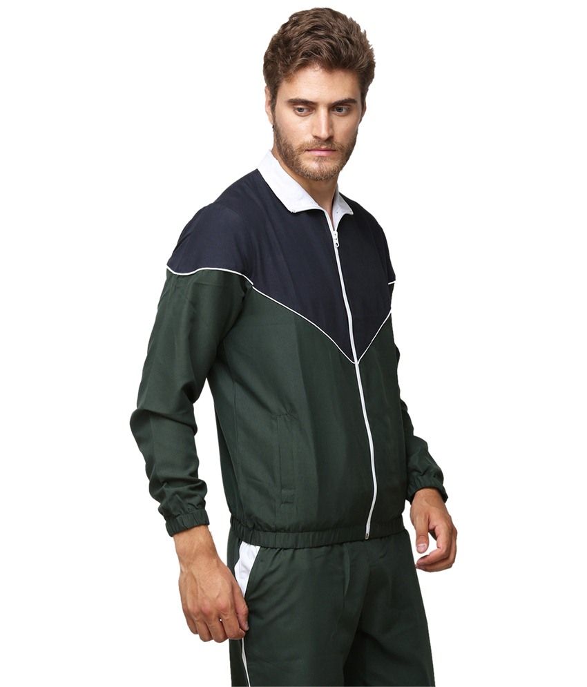 green tracksuit white stripe