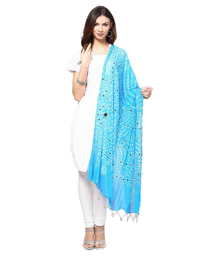 Apratim Rajasthani Blue Cotton Bandhani Dupatta Price in India - Buy ...