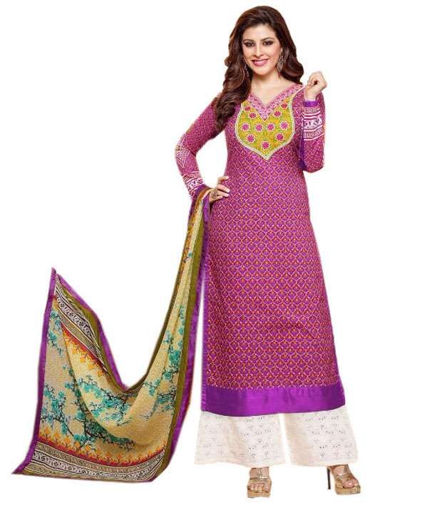 Laxmi Suits Pink Cotton Unstitched Dress Material - Buy Laxmi Suits ...