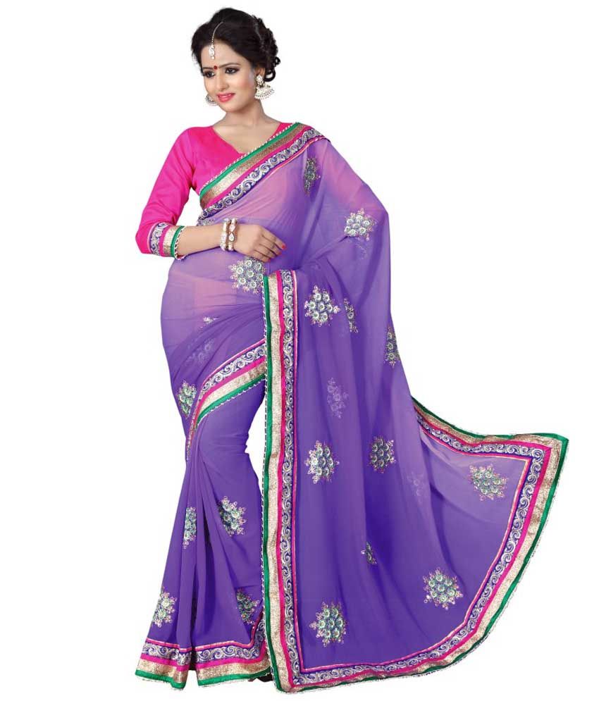 purple chiffon saree