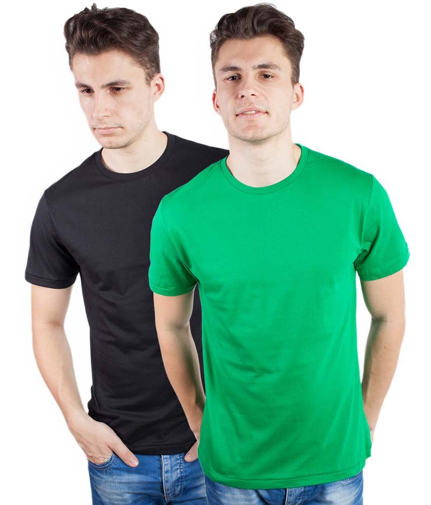 Tomo Multicolor Cotton Round Neck Half Sleeve Basics T-Shirt - Combo of 2 - Buy Tomo Multicolor 