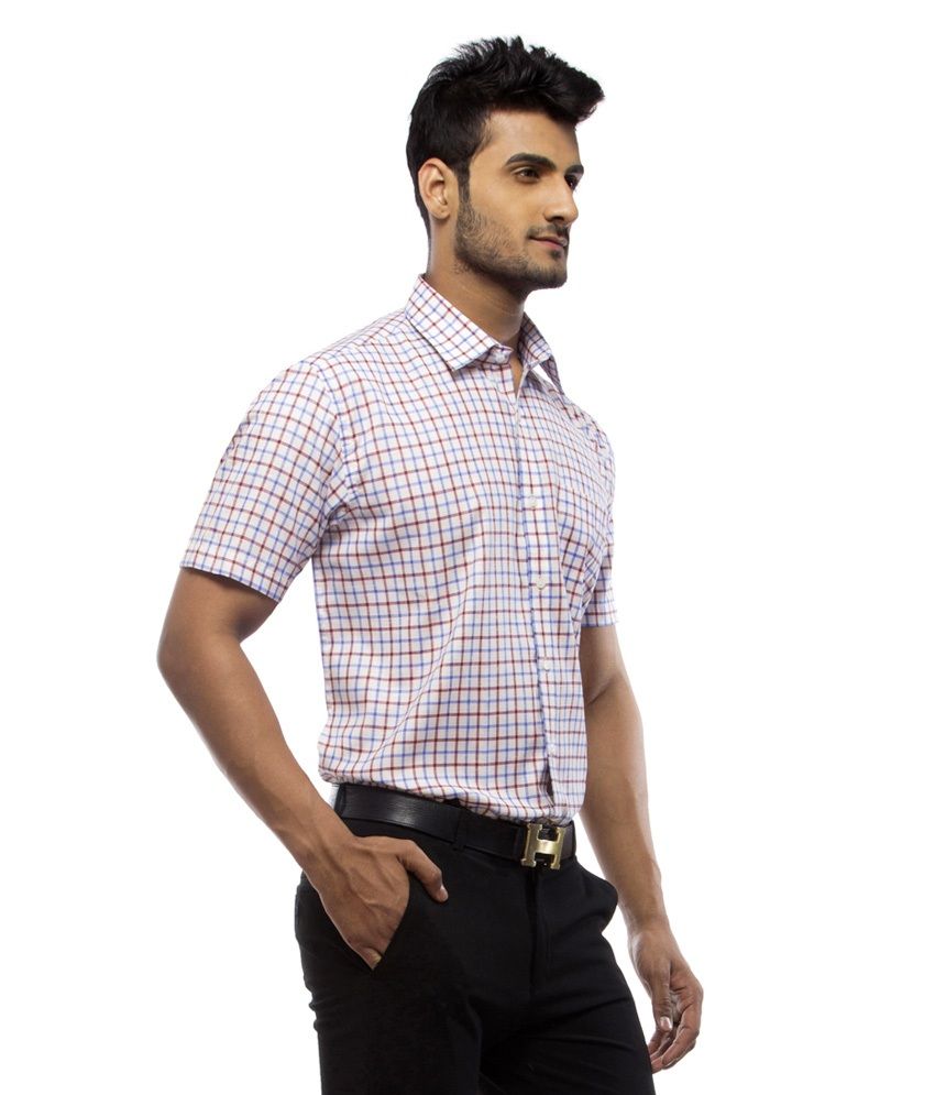 Adara Maroon Polyester Checks Half Sleeve Formal Shirt - Buy Adara ...