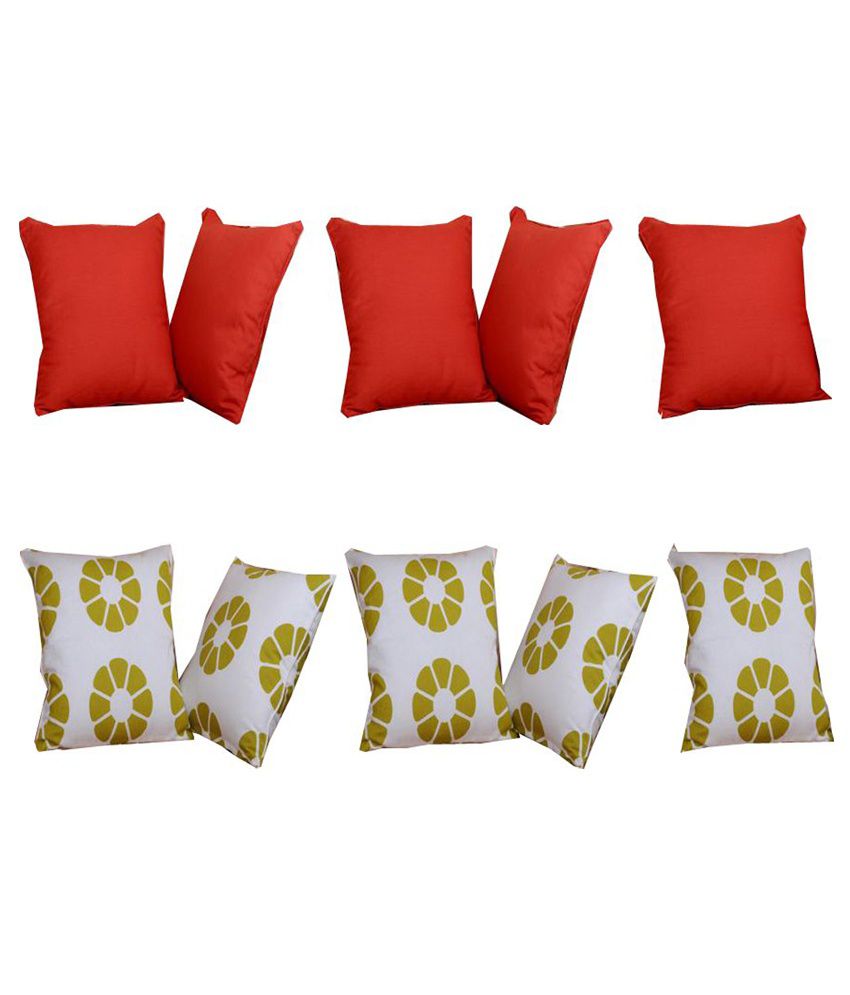 Home Colors Red & Green Cotton Cushion Covers - Set of 10