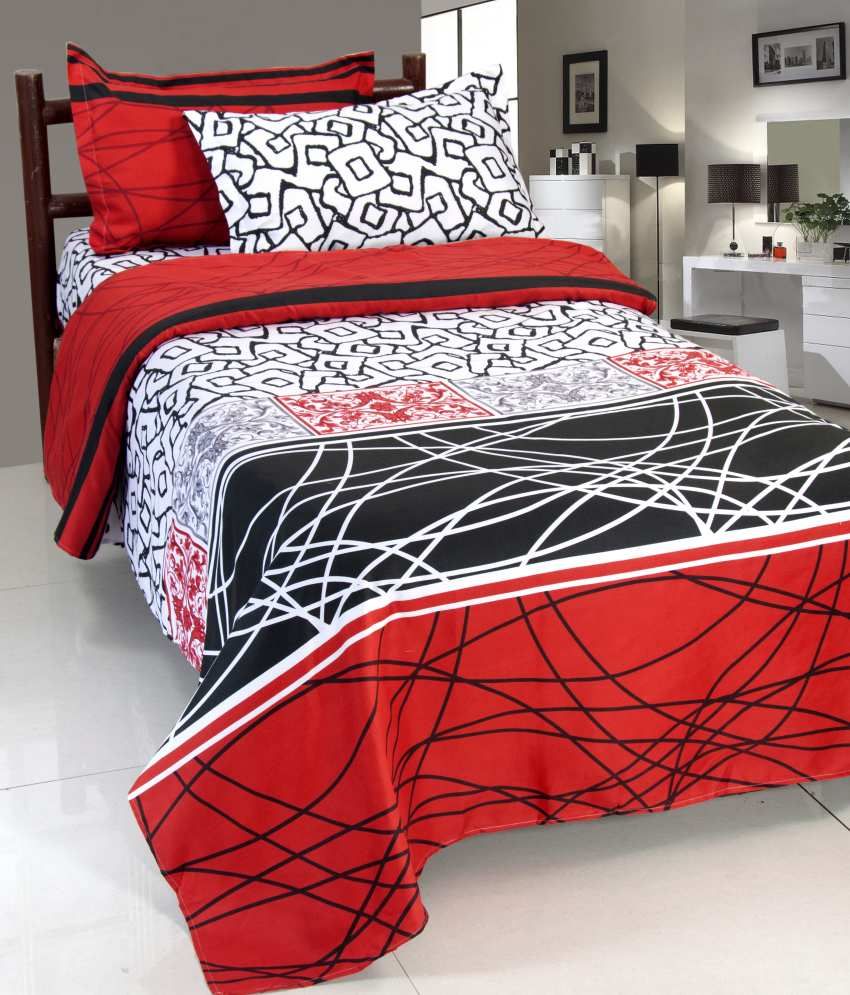 Rose Petal White Geometrical Polyester Bed Sheet With Pillow Cover Buy Rose Petal White