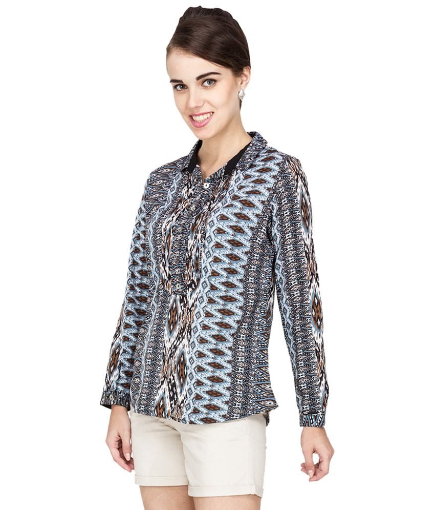 Buy Amari West Blue Poly Georgette Shirts Online at Best Prices in ...