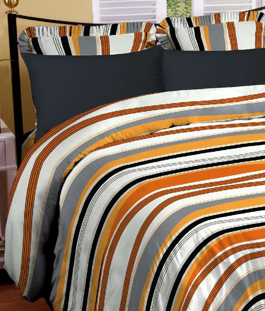 Arto Zam Orange Satin Cotton Double Bedsheet Set - Buy Arto Zam Orange Satin Cotton Double 