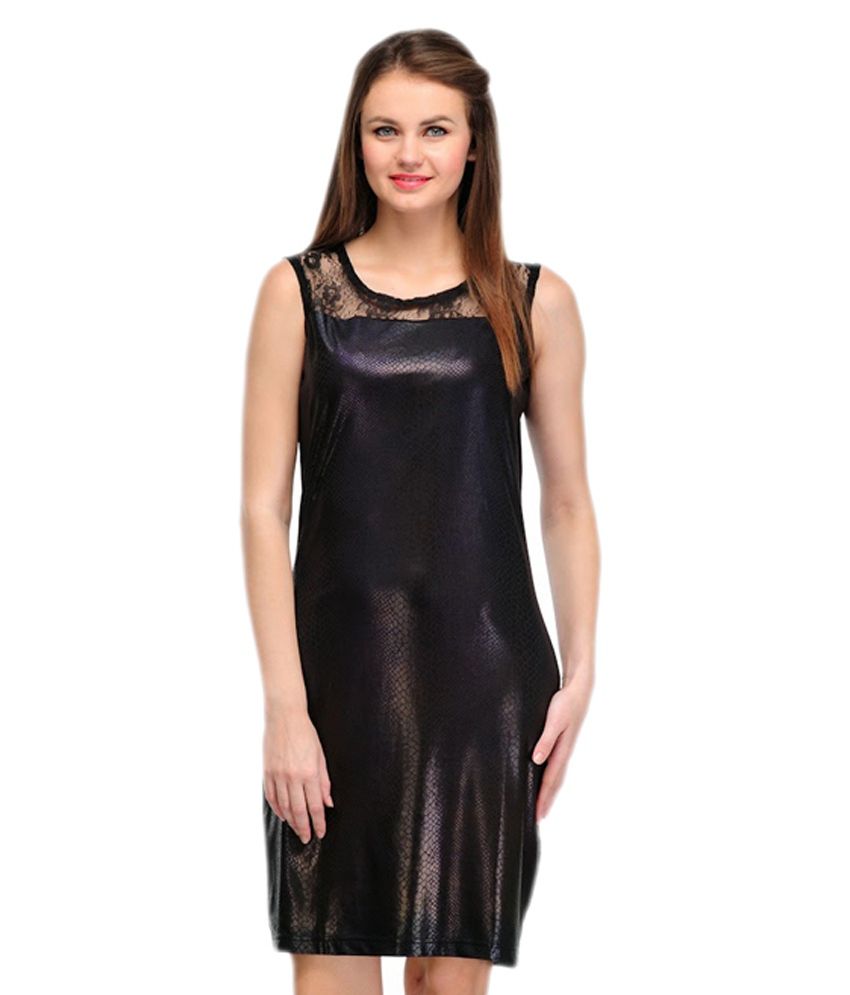 Colornext Black Poly Satin Dresses - Buy Colornext Black Poly Satin ...