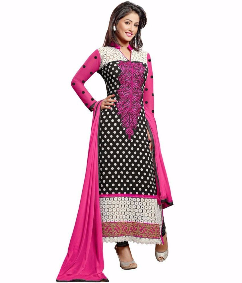 Jayambefabrics Pink Faux Georgette Unstitched Dress Material Buy Jayambefabrics Pink Faux