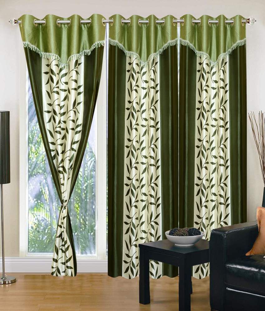 Brand Decor Floral Green Window Curtains Floral Green - Buy Brand Decor ...