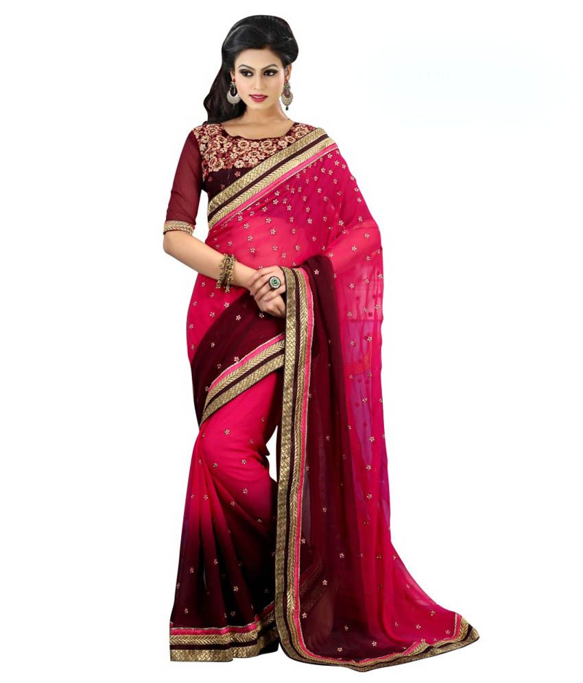 dhnet-pink-faux-georgette-saree-buy-dhnet-pink-faux-georgette-saree