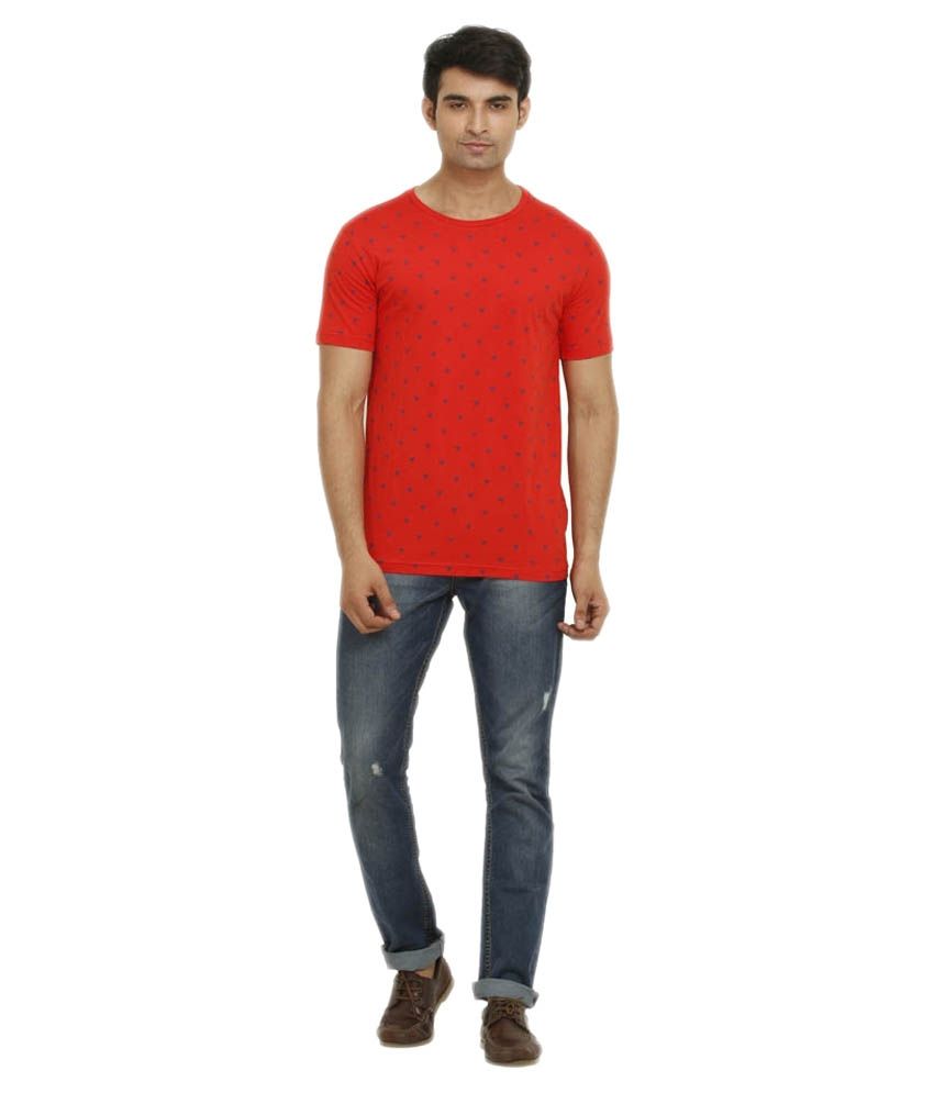 GANZM Men Cotton Round Neck Red TShirt Buy GANZM Men Cotton Round Neck Red TShirt Online at
