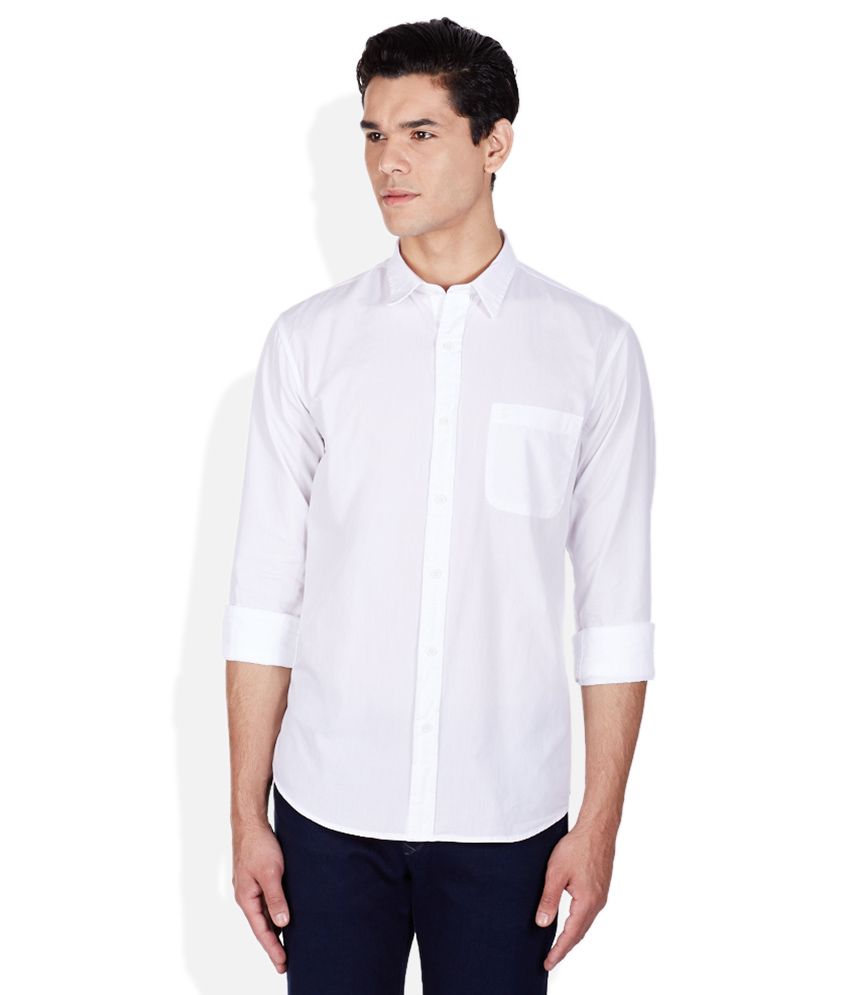 Izod White Solid Shirt - Buy Izod White Solid Shirt Online at Best ...