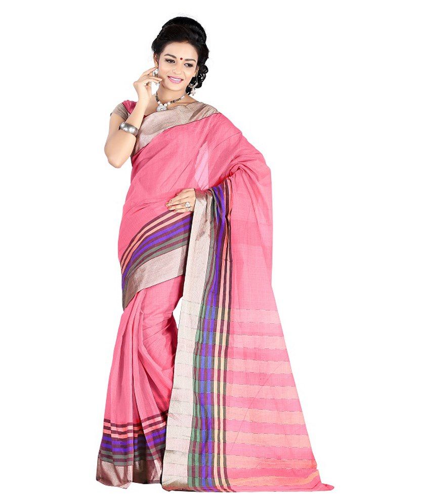 red and white striped saree online