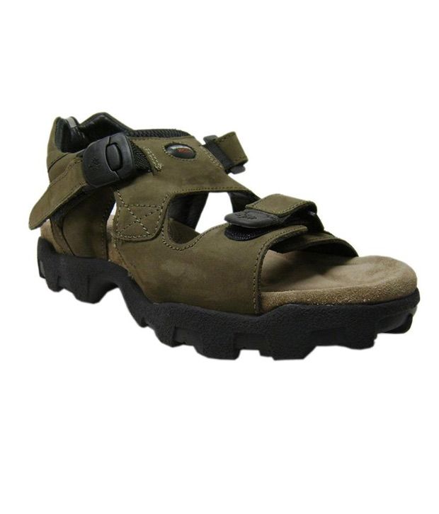 woodland men olive green leather sandals