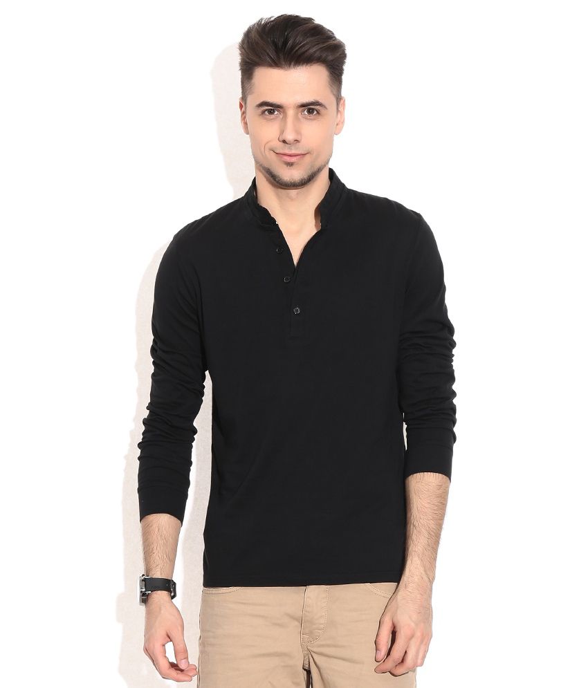 Celio Black Cotton Full Sleeves T-shirt - Buy Celio Black Cotton Full