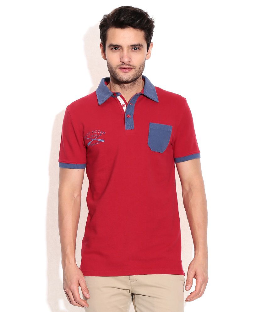 Celio Red Cotton Polo Neck T-Shirts - Buy Celio Red Cotton Polo Neck T ...
