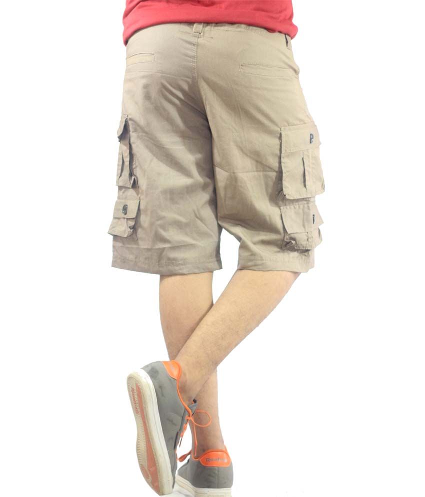 Aero Craft Light Khakhi Multi Pocket Cotton Cargo Shorts - Buy Aero ...