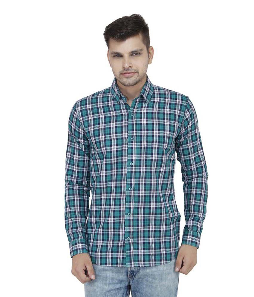 Leaf Green Cotton Regular Fit Shirt For Men - Buy Leaf Green Cotton ...