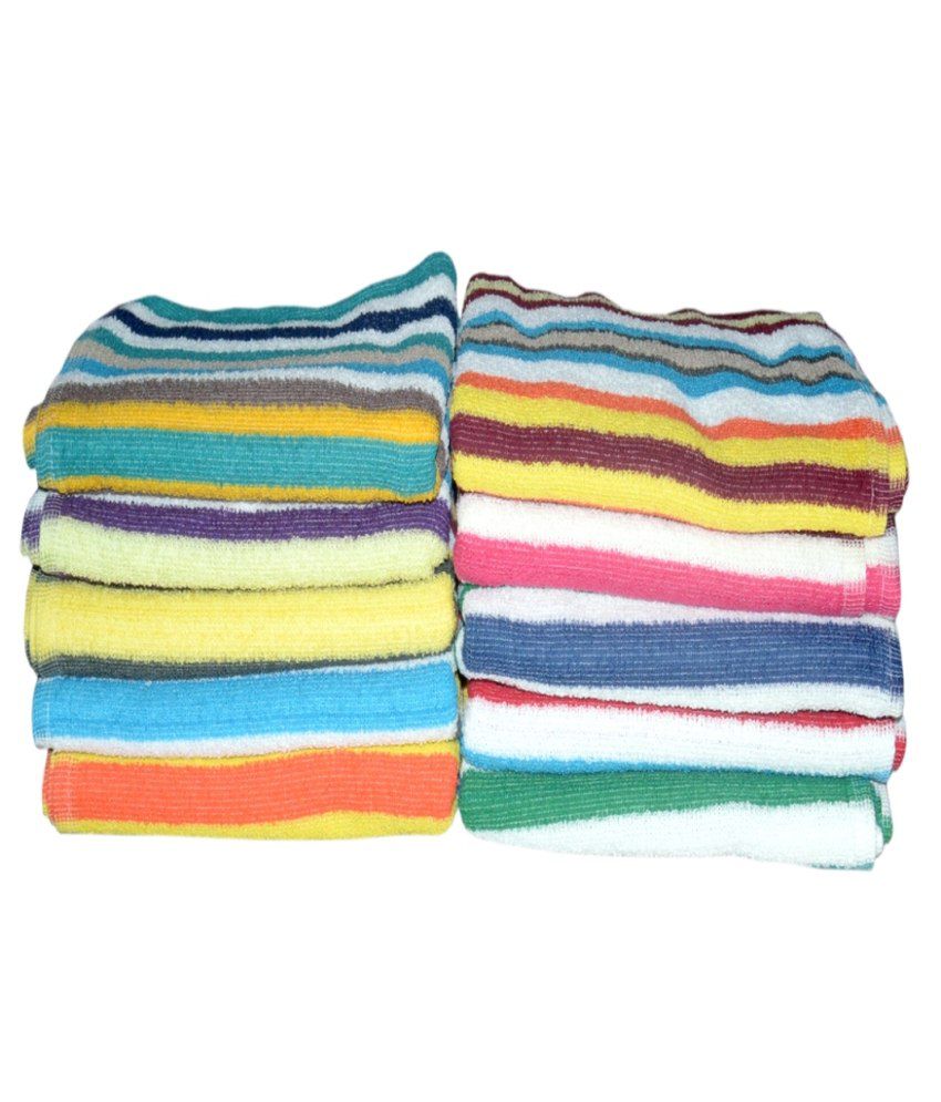     			XY Decor Set of 10 Cotton Hand Towel - Multi Color