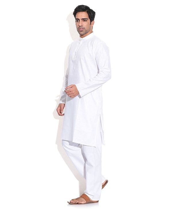 Prime Club White Cotton Full Sleeves Kurta Pyjama Sets For Men Buy