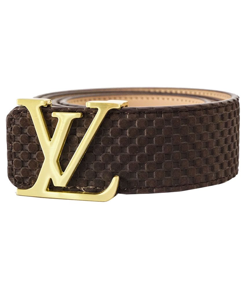 Louis LV Brown Leather Designer Belt with Gold Buckle: Buy Online at Low Price in India - Snapdeal