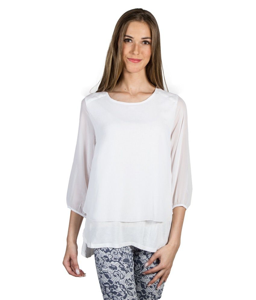 My Addiction White Polyester Tops - Buy My Addiction White Polyester ...
