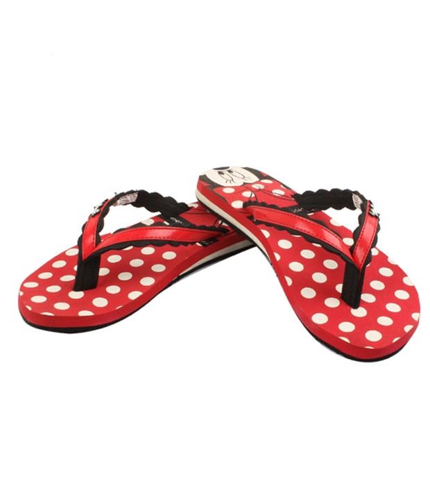 ladies red flip flops