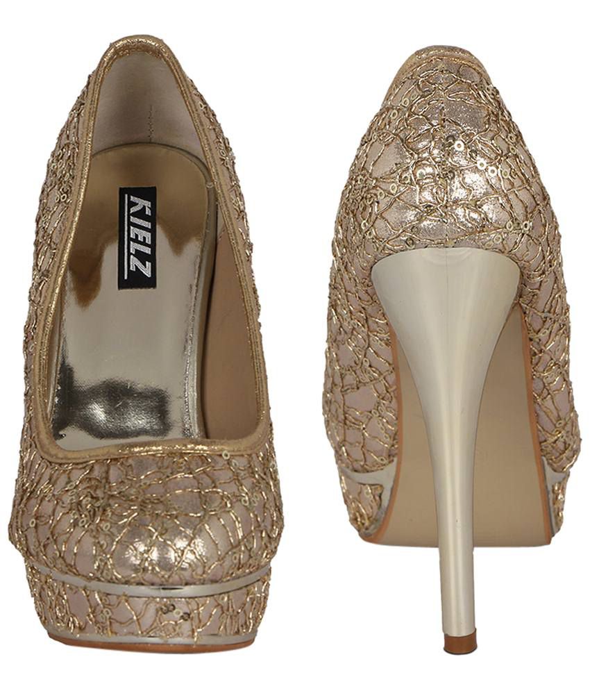 Kielz Golden Pump Heels for Women Price in India- Buy Kielz Golden Pump ...