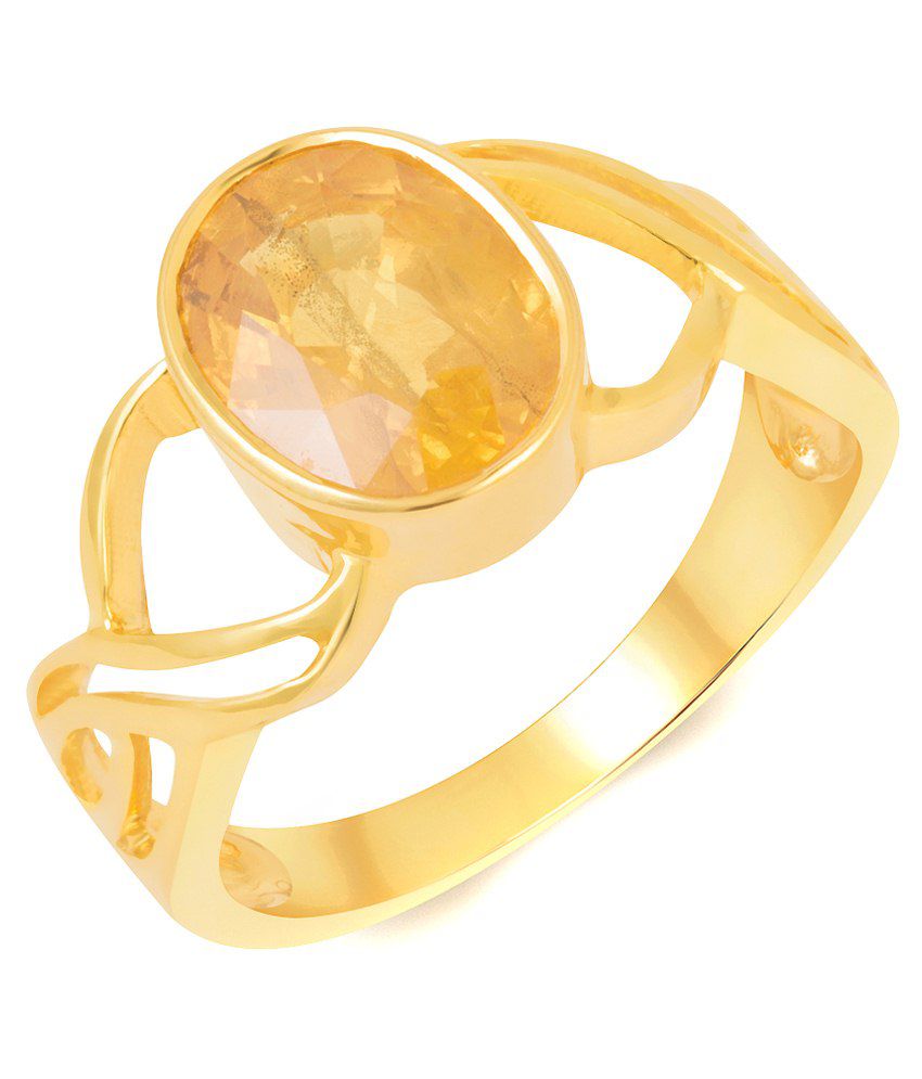 Kundali Yellow Sapphire (Pukhraj) 18Kt Gold Gemstone Ring: Buy Kundali ...