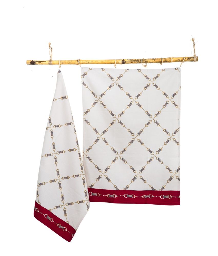 Chromatic Collection White Cotton Kitchen Towel set Of 2 Buy