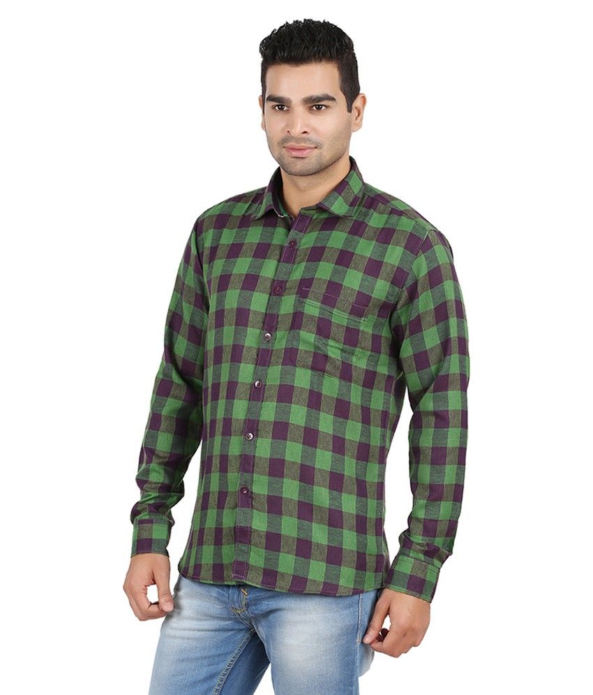 dark green checks shirt