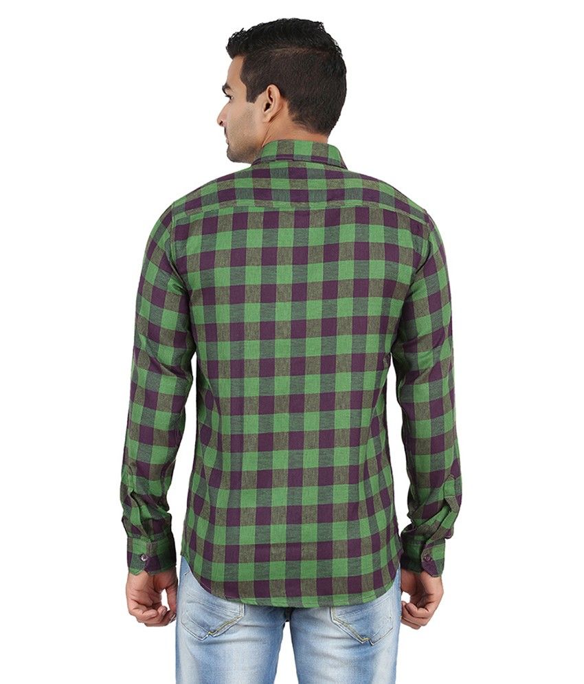 dark green checks shirt