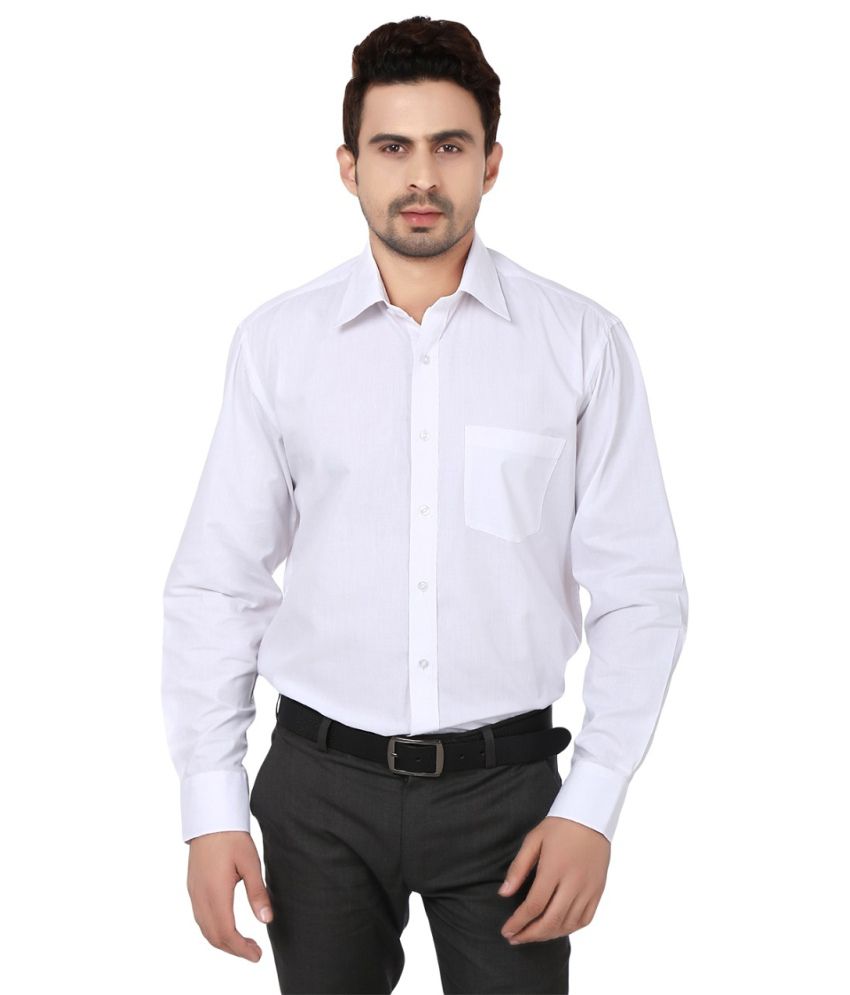 Indian Basics White Cotton Full Shirt For Men - Buy Indian Basics White ...
