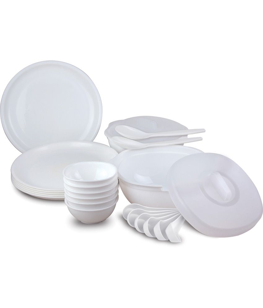 Sugam Plastics Food Grade White Plastic Dinner set of 24 pcs Buy
