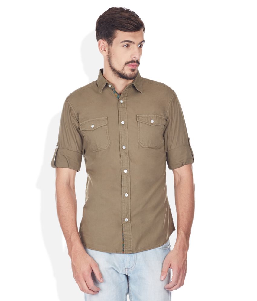 Ed Hardy Brown Solid Shirt - Buy Ed Hardy Brown Solid Shirt Online at ...