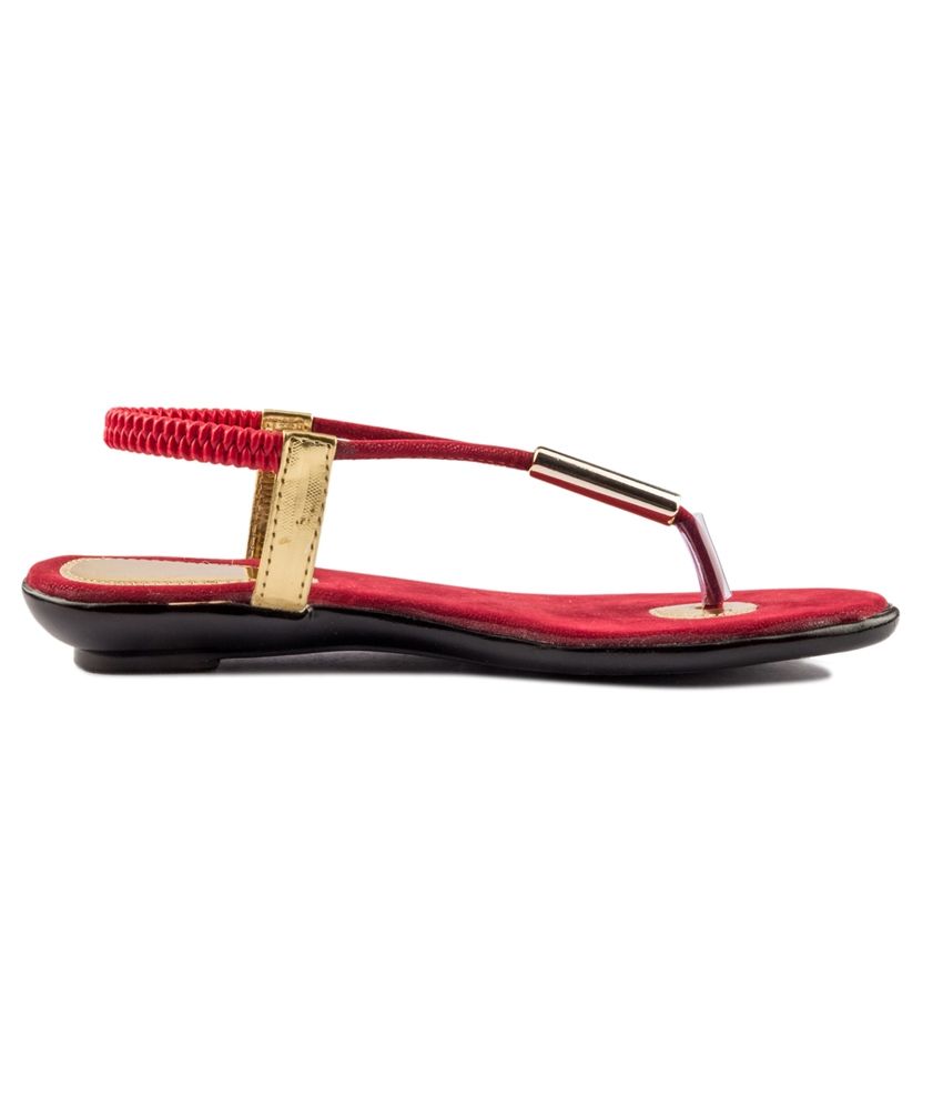 maroon flat sandals