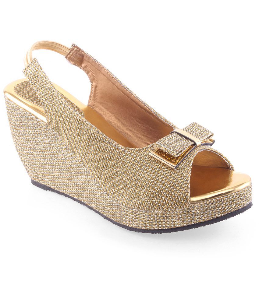 Shoe Lab Gold Wedges Heels Price in India  Buy Shoe Lab 