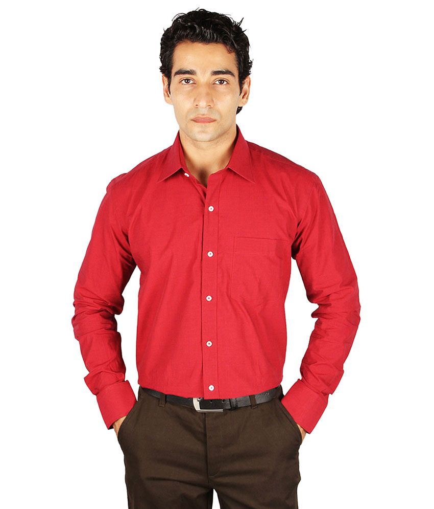 men's red formal shirt