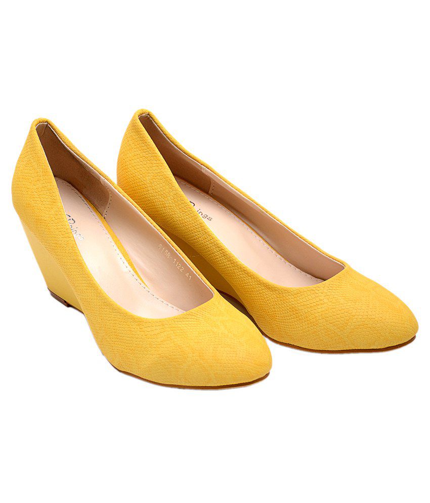 Low Heels: Yellow Peep Toe Low Heels
