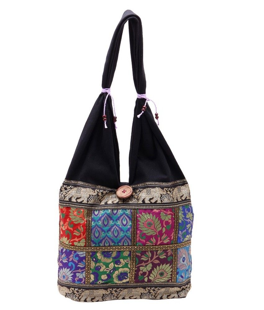Kwickdeal Black Canvas Cloth Shoulder Bag For Women Kwickdeal Black Canvas Cloth Shoulder Bag For Women