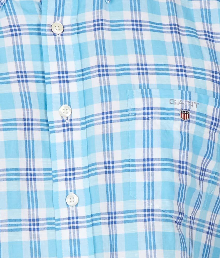 GANT Blue Checkered Shirt - Buy GANT Blue Checkered Shirt Online at ...