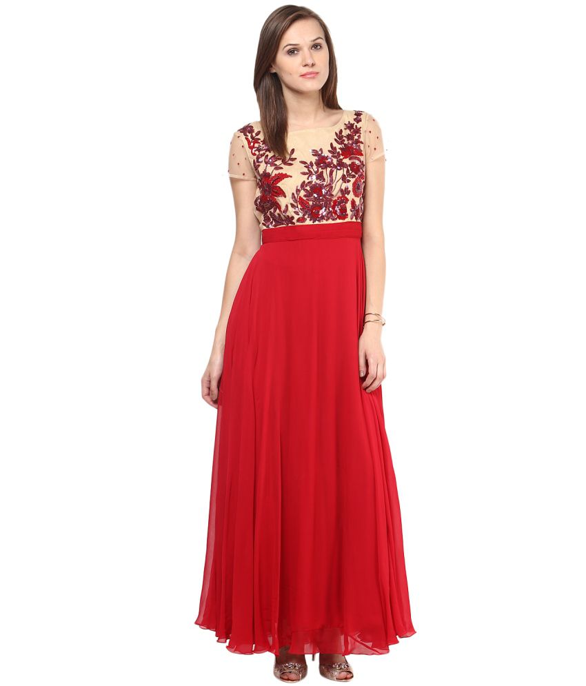 Saanvi Red Georgette Gowns - Buy Saanvi Red Georgette Gowns Online at ...