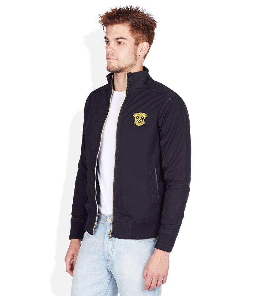 Mufti Black Zippered Casual Jacket - Buy Mufti Black Zippered Casual ...