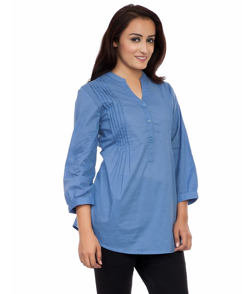 Deewa Blue Cotton Tunics - Buy Deewa Blue Cotton Tunics Online at Best ...