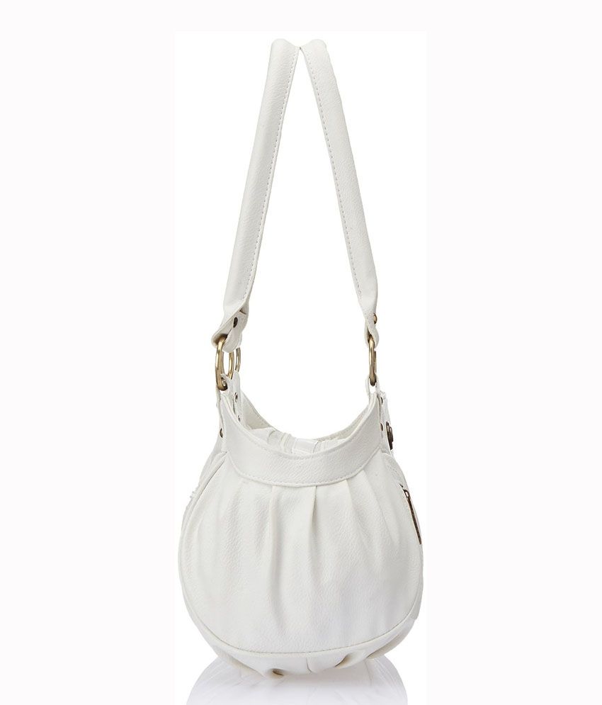 ruched white shoulder bag