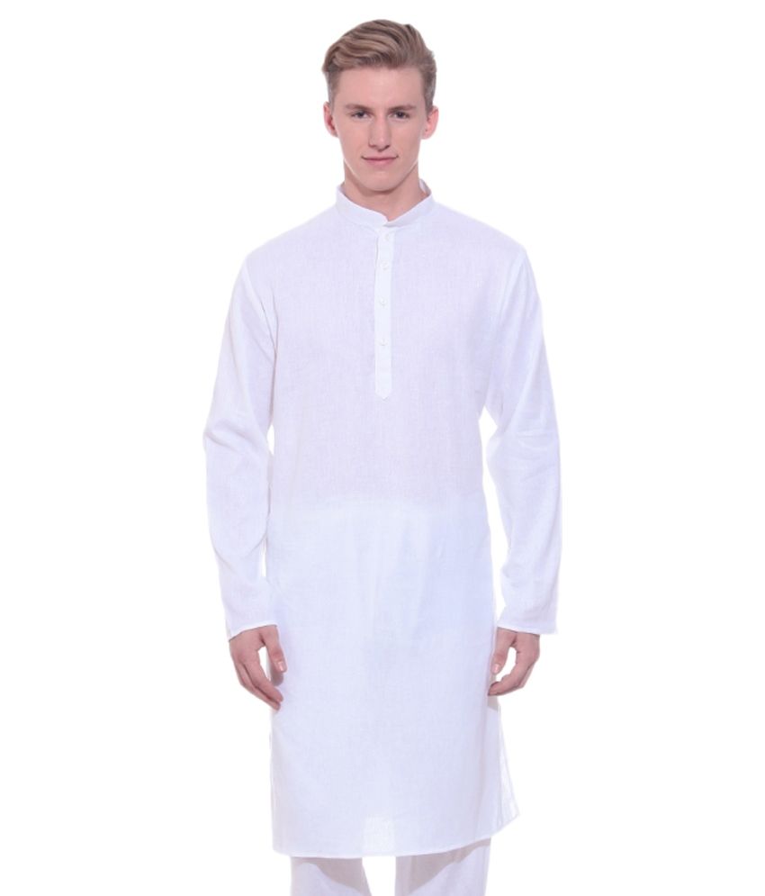 Royal Essentials White Deluxe Linen Kurta Churidaa - Buy Royal ...