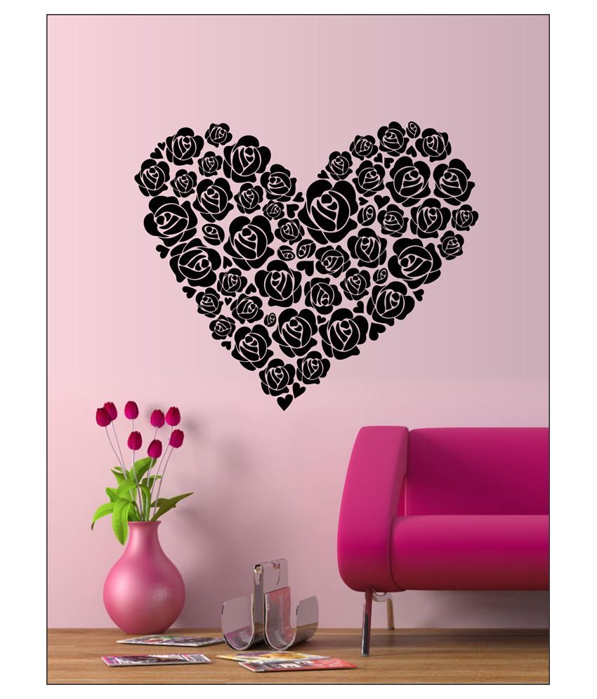 Wall1ders Black Rose Heart Wall Sticker Buy Wall1ders Black Rose Heart Wall Sticker Online At